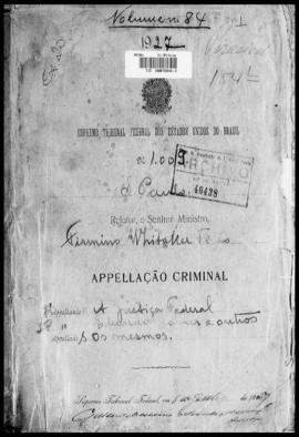 Processo... [apelação criminal], nª 1009/1927. [São Paulo-SP?], 1927. v. 84