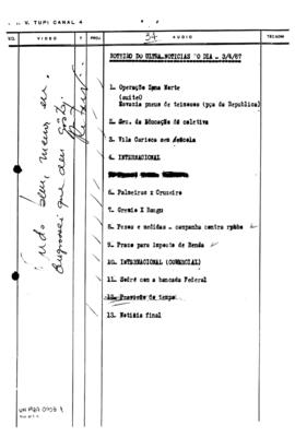 TV Tupi [emissora]. Ultra Notícias [programa]. Roteiro [televisivo], 03 abr. 1967.