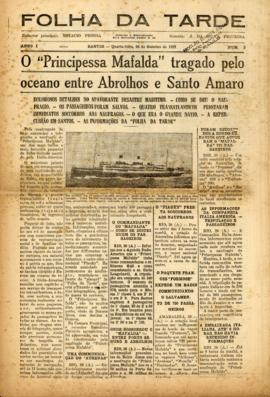 Folha da tarde [jornal], a. 1, n. 3. Santos-SP, 26 out. 1927.