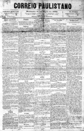 Correio paulistano [jornal], [s/n]. São Paulo-SP, 15 abr. 1882.