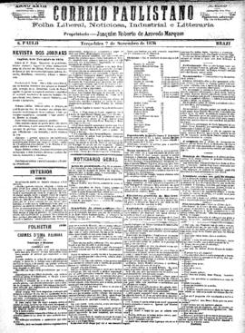 Correio paulistano [jornal], [s/n]. São Paulo-SP, 07 nov. 1876.