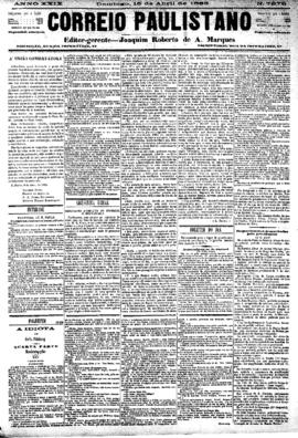 Correio paulistano [jornal], [s/n]. São Paulo-SP, 15 abr. 1883.