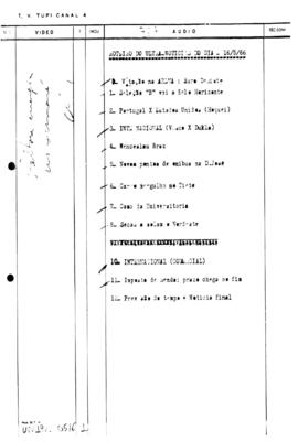 TV Tupi [emissora]. Ultra Notícias [programa]. Roteiro [televisivo], 16 mai. 1966.