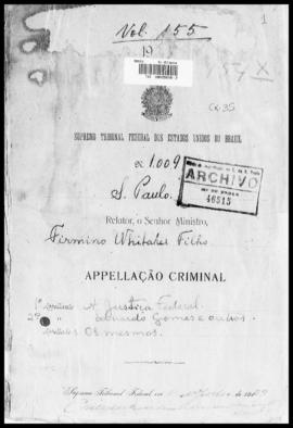 Processo... [apelação criminal], nª 1009/1927. [São Paulo-SP?], 1927. v. 155