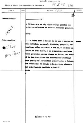 TV Tupi [emissora]. Rede Tupi de Notícias [programa]. Roteiro [televisivo], 13 jan. 1972 [versão 2].