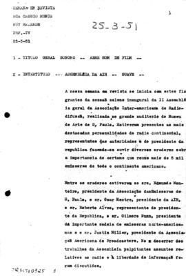 TV Tupi [emissora]. Semana em Revista [programa]. Roteiro [televisivo], 25 mar. 1951.