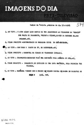 TV Tupi [emissora]. Revista Feminina [programa]. Roteiro [televisivo], 17 fev. 1961.