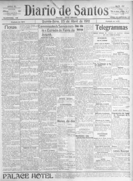 Diario de Santos [jornal], a. 40, n. 192. Santos-SP, 25 abr. 1912.