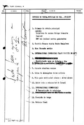 TV Tupi [emissora]. Ultra Notícias [programa]. Roteiro [televisivo], 27 fev. 1967.