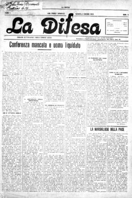 La Difesa [jornal], a. 1, n. 5. São Paulo-SP, 02 jun. 1923.