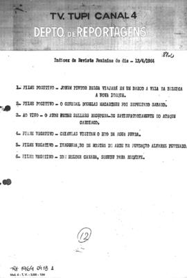 TV Tupi [emissora]. Revista Feminina [programa]. Roteiro [televisivo], 13 abr. 1964.