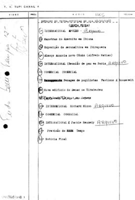TV Tupi [emissora]. Ultra Notícias [programa]. Roteiro [televisivo], 18 out. 1968.