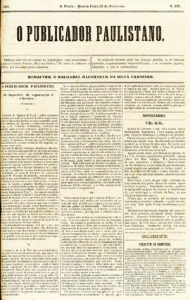 O Publicador paulistano [jornal], n. 129. São Paulo-SP, 23 fev. 1859.