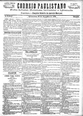 Correio paulistano [jornal], [s/n]. São Paulo-SP, 30 nov. 1876.