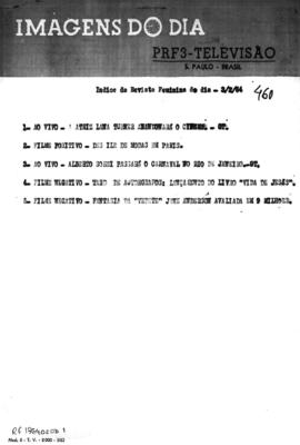 TV Tupi [emissora]. Revista Feminina [programa]. Roteiro [televisivo], 03 fev. 1964.