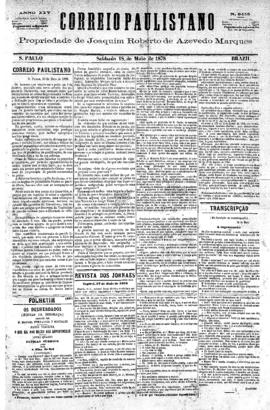 Correio paulistano [jornal], [s/n]. São Paulo-SP, 18 mai. 1878.