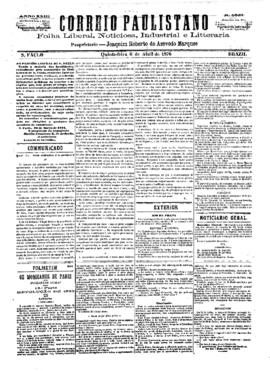 Correio paulistano [jornal], [s/n]. São Paulo-SP, 06 abr. 1876.