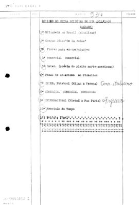 TV Tupi [emissora]. Ultra Notícias [programa]. Roteiro [televisivo], 02 nov. 1968.