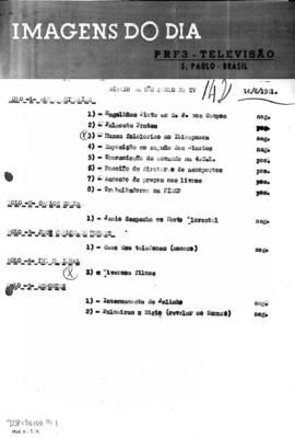 TV Tupi [emissora]. Diário de São Paulo na T.V. [programa]. Roteiro [televisivo], 14 jun. 1961.