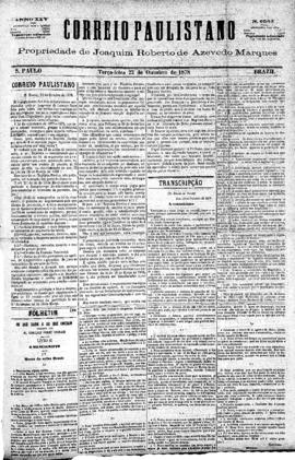 Correio paulistano [jornal], [s/n]. São Paulo-SP, 22 out. 1878.