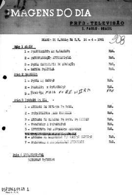 TV Tupi [emissora]. Diário de São Paulo na T.V. [programa]. Roteiro [televisivo], 14 abr. 1961.