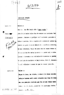 TV Tupi [emissora]. Primeira Edição [programa]. Roteiro [televisivo], 07 mar. 1977.