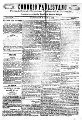 Correio paulistano [jornal], [s/n]. São Paulo-SP, 11 abr. 1877.