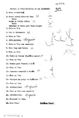 TV Tupi [emissora]. Ultra Notícias [programa]. Roteiro [televisivo], 12 mai. 1969.