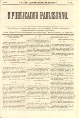 O Publicador paulistano [jornal], n. 82. São Paulo-SP, 19 mai. 1858.