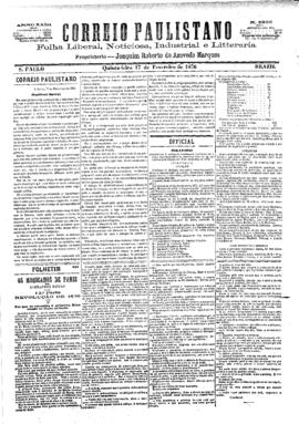 Correio paulistano [jornal], [s/n]. São Paulo-SP, 17 fev. 1876.