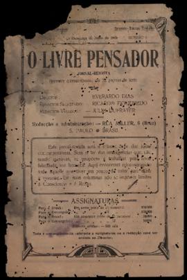 O Livre pensador [jornal], a. 7, n. 3. São Paulo-SP, 01 jul. 1909.