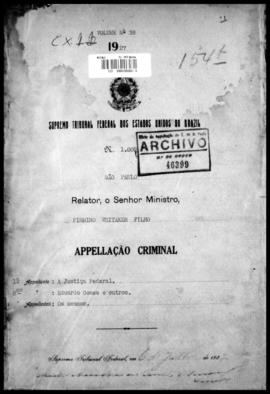 Processo... [apelação criminal], nª 1009/1927. [São Paulo-SP?], 1927. v. 38