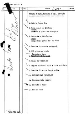 TV Tupi [emissora]. Ultra Notícias [programa]. Roteiro [televisivo], 25 out. 1966.