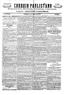 Correio paulistano [jornal], [s/n]. São Paulo-SP, 04 ago. 1877.