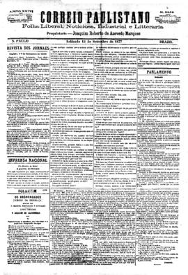 Correio paulistano [jornal], [s/n]. São Paulo-SP, 15 set. 1877.