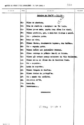 TV Tupi [emissora]. Rede Tupi de Notícias [programa]. Roteiro [televisivo], 07 jan. 1972.