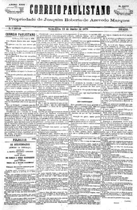Correio paulistano [jornal], [s/n]. São Paulo-SP, 14 jun. 1878.