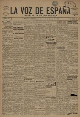 La Voz de España [jornal], a. 9, n. 406. São Paulo-SP, 19 mar. 1908.