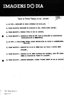 TV Tupi [emissora]. Revista Feminina [programa]. Roteiro [televisivo], 03 ago. 1960.