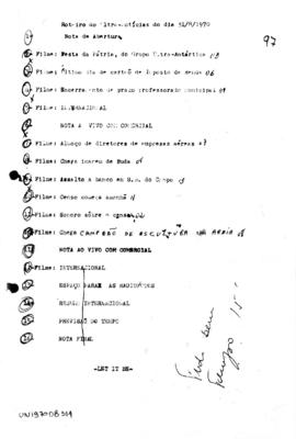 TV Tupi [emissora]. Ultra Notícias [programa]. Roteiro [televisivo], 31 ago. 1970.