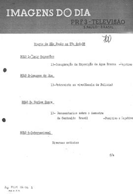 TV Tupi [emissora]. Diário de São Paulo na T.V. [programa]. Roteiro [televisivo], 06 jun. 1959.