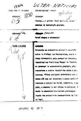 TV Tupi [emissora]. Ultra Notícias [programa]. Roteiro [televisivo], 05 out. 1970.