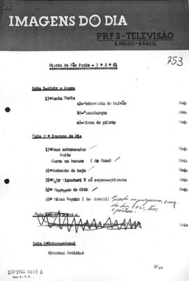 TV Tupi [emissora]. Diário de São Paulo na T.V. [programa]. Roteiro [televisivo], 03 fev. 1961.