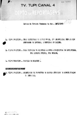 TV Tupi [emissora]. Revista Feminina [programa]. Roteiro [televisivo], 14 jan. 1965.