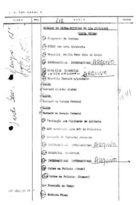 TV Tupi [emissora]. Ultra Notícias [programa]. Roteiro [televisivo], 27 set. 1968.