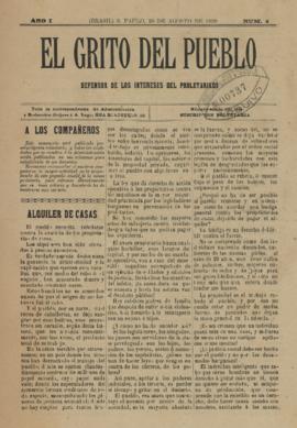 El Grito del pueblo [jornal], a. 1, n. 2. São Paulo-SP, 20 ago. 1899.
