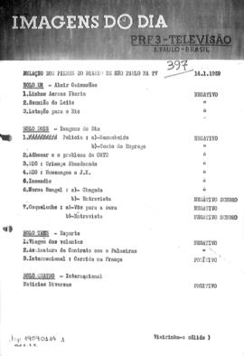 TV Tupi [emissora]. Diário de São Paulo na T.V. [programa]. Roteiro [televisivo], 14 jan. 1959.