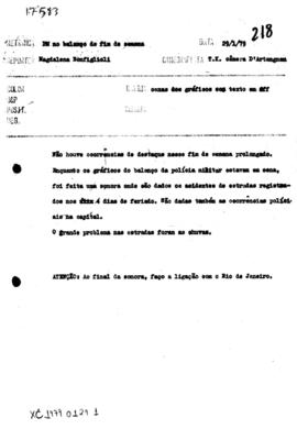 TV Tupi [emissora]. Dossiê subsidiário [programa não identificado], 29 jan. 1979.