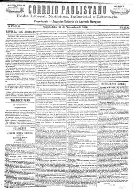 Correio paulistano [jornal], [s/n]. São Paulo-SP, 15 nov. 1876.