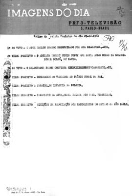 TV Tupi [emissora]. Revista Feminina [programa]. Roteiro [televisivo], 29 dez. 1961.